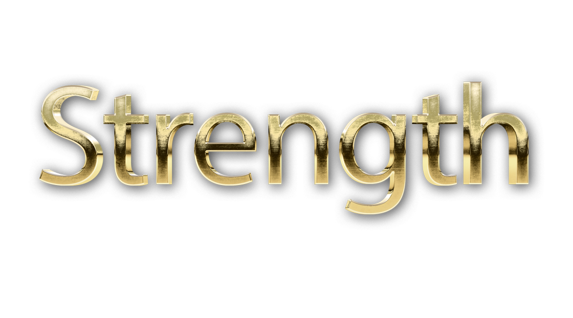3D WORD STRENGTH gold text effects art typography PNG images free